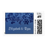blue vintage design elegant postage stamp