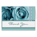 BLUE & WHITE Lace Roses Thank You Bridal Shower Card