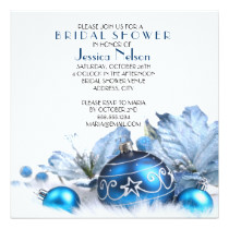 Blue Winter Holiday Bridal Shower Card