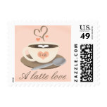 Blush Monogrammed Coffee Cup Latte Love Wedding Postage Stamp
