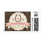 Blush Monogrammed Horseshoe Wedding Postage Stamp