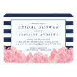 Blush Peony and Navy Stripe Bridal Shower Card