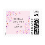 Boho Floral Pink Bridal Shower Postage Stamps