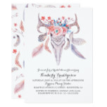 Boho Floral Watercolor Skull Bridal Shower Card