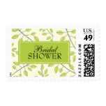 Branches of Green Leaves on Yellow Bridal Shower Postage Stamp