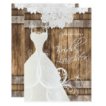 Bridal Luncheon in Rustic Wood and Lace Card