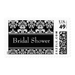 Bridal Shower Black Damask Postage Stamps