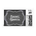 Bridal Shower - Chalkboard Typographic Leaf Swirl Postage Stamp