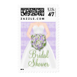 Bridal Shower Elegant Wedding Dress Postage Stamp