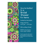 Bridal Shower: Fun Floral Pattern pink green teal Card
