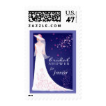 Bridal Shower Invitation - Sapphire Blue and White Stamp