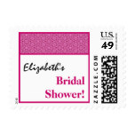 Bridal Shower Lipstick Pink Flowers and Stars Postage Stamp
