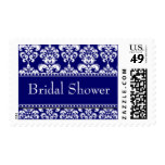 Bridal Shower Navy Damask Postage Stamps