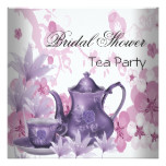 Bridal Shower Pink Purple Tea Party Card