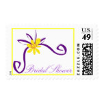 Bridal Shower Purple and Yellow Postage Stamp