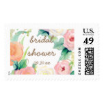 Bridal Shower Simple Modern Watercolor Floral Postage