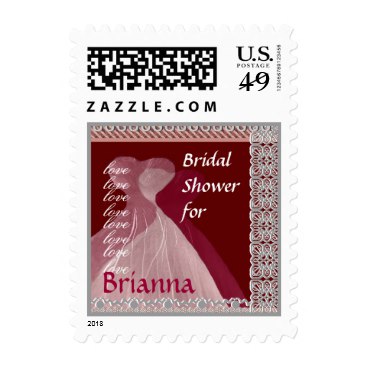 Bridal Shower Stamp PINK & RED Dresses