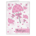 Bridal Shower Thank You Pink Parasols Hearts Card