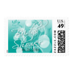 Bridal Shower | Turquoise Blue and White Postage Stamp