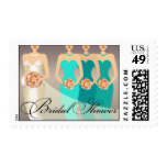 Bride and her Bridesmaids Bridal Shower | teal Postage Stamp