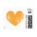 Bright orange vintage heart design wedding stamps