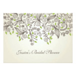 Brown swirls and green leaves Bridal Shower Card