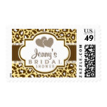 Brown, Yellow Leopard Animal Print Bridal Shower Postage Stamp