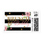 Brunch & Bubbly Glitter Black White Postage Stamp