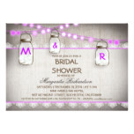 burlap and mason jars purple bridal shower card