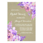 Burlap Brown  Purple Flowers Bridal Shower Card