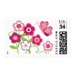 Butterfly Garden Pink Raspberry and Green Stamp