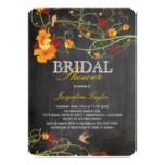 Chalkboard Hibiscus Floral Birds Bridal Shower Card
