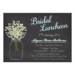 Chalkboard Mason Jar Baby's Breath Bridal Luncheon Card