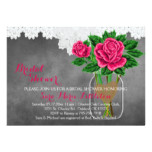 Chalkboard Mason Jar - Pink Roses Bridal Shower Card