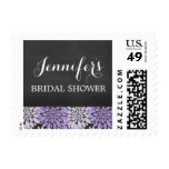 Chalkboard Modern Purple Flower Bridal Shower Postage Stamp