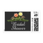Chalkboard Orange And Yellow Flowers Bridal Shower Postage Stamp