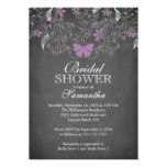 Chalkboard Purple Butterfly Floral Bridal Shower Card