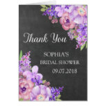 Chalkboard Purple Floral Bridal Shower Thank You Card