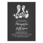 Chalkboard seahorses beach bridal shower invites