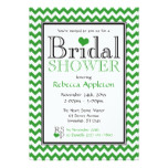 Chevron Green & White Bridal Shower Invitation