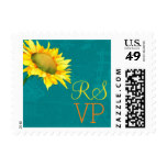 Chic Marigold Sunflower Jade Wedding RSVP Stamp