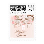 Chic pink mason jar floral bridal shower stamps