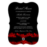 Chic Red Floral Lace Bridal Shower Invitation