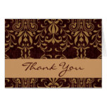 Chocolate Coffee Vintage Damask Thank You V212h Card