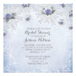 Christmas Blue Roses Snowflakes Bridal Shower Card