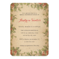 Christmas Bridal Shower Holiday Themed Rustic Card