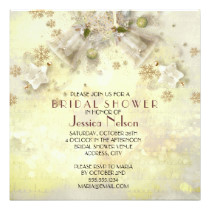 Christmas Gold Bell Bridal Shower Card