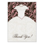Classy Bridal Shower Thank You Card Brown Damask