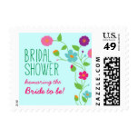 Colorful Flowers & Leaves Bridal Shower Stamp