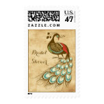 Colorful peacock bridal Shower Postage Stamp